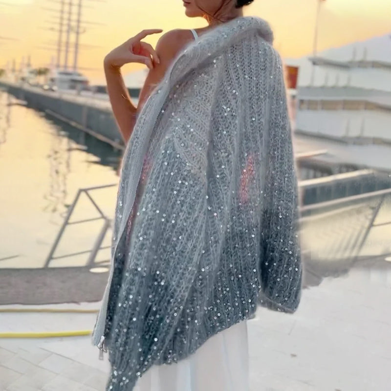 Giacca a maglione lavorato a maglia con paillettes uniche