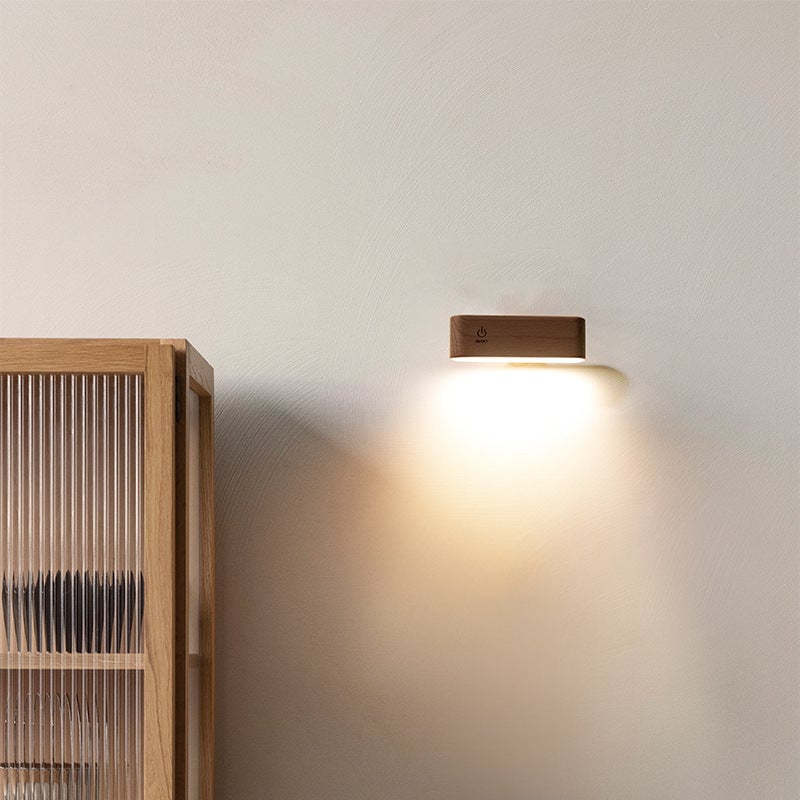Massief houten bureau lamp met magnetische oplading